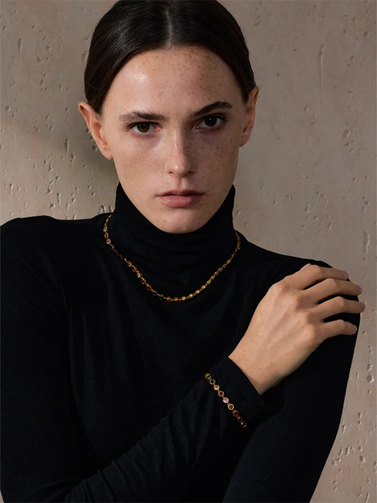 Colorful cubic zirconia necklace bracelet set - product image