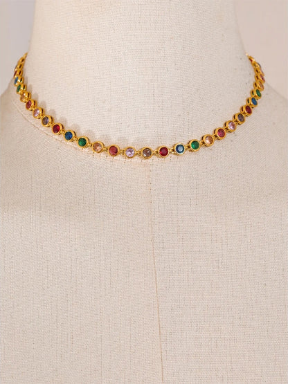 Colorful cubic zirconia necklace bracelet set - product image