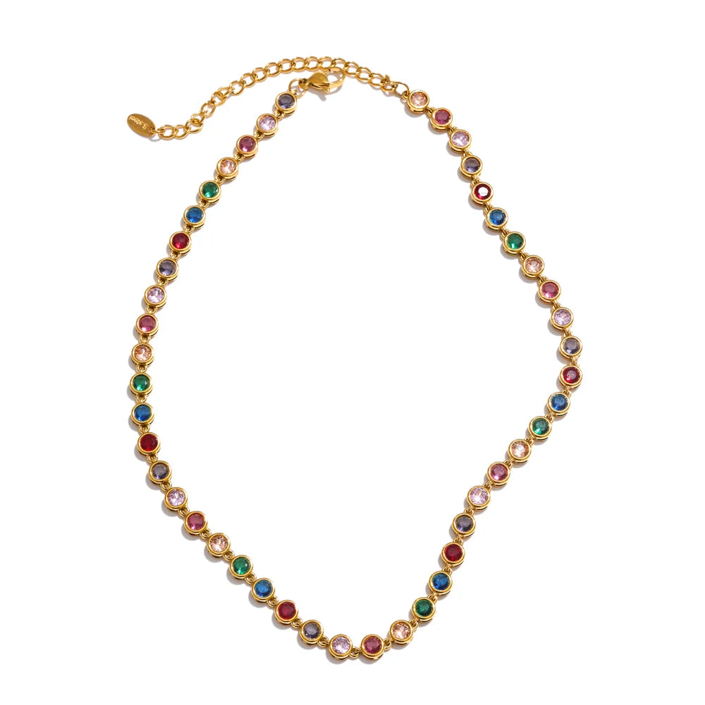 Colorful cubic zirconia necklace bracelet set - product image