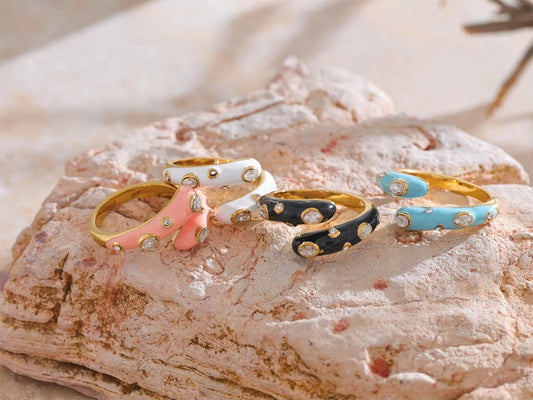 Colorful cubic zirconia open adjustable ring - product image