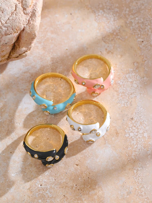 Colorful cubic zirconia open adjustable ring - product image