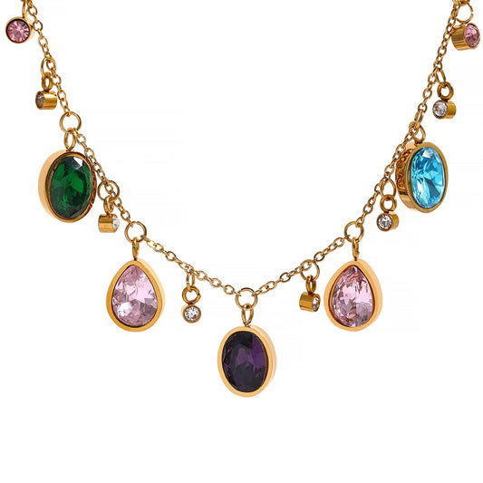 Colorful cubic zirconia pendant necklace party jewelry - product image