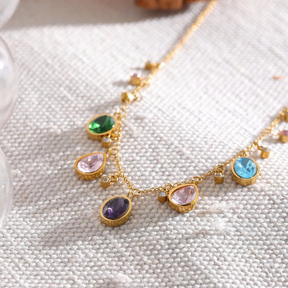 Colorful cubic zirconia pendant necklace party jewelry - product image