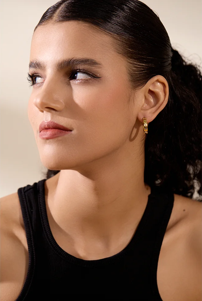 Colorful cubic zirconia round classic hoop earrings - product image