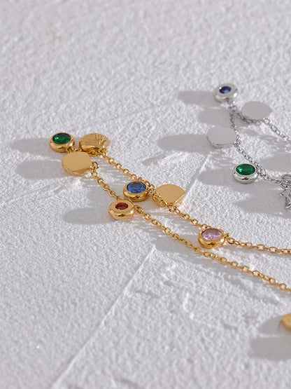 Colorful cubic zirconia shell summer anklet women - product image