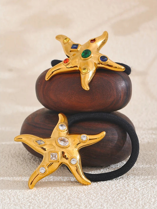 Colorful cubic zirconia starfish hair accessories - product image