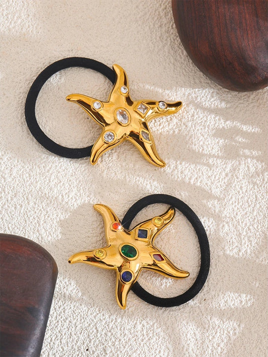 Colorful cubic zirconia starfish hair accessories - product image