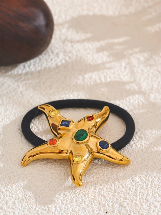 Colorful cubic zirconia starfish hair accessories - product image