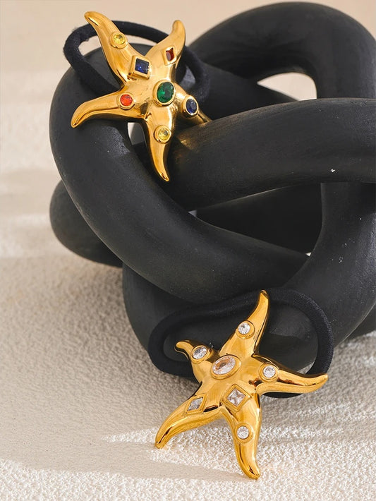 Colorful cubic zirconia starfish hair accessories - product image