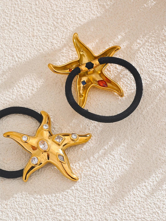 Colorful cubic zirconia starfish hair accessories - product image