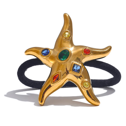 Colorful cubic zirconia starfish hair accessories - product image