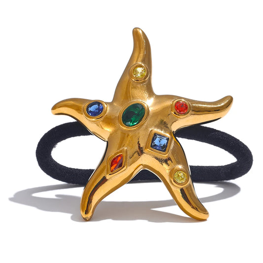 Colorful cubic zirconia starfish hair accessories - product image