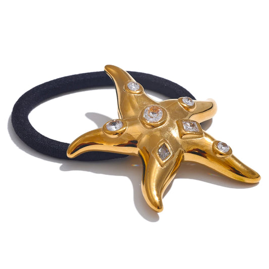 Colorful cubic zirconia starfish hair accessories - product image
