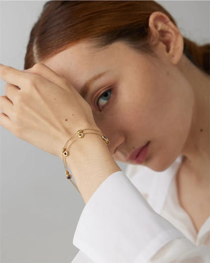 Colorful cubic zirconia thin chain bracelet - product image