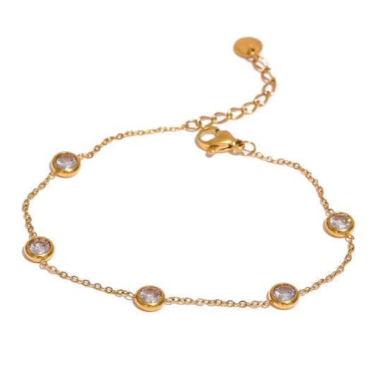 Colorful cubic zirconia thin chain bracelet - product image