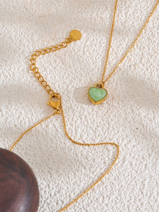 Colorful double-sided enamel heart pendant necklace - product image