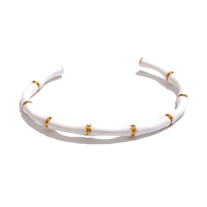 Colorful enamel bamboo cuff open women bracelet - product image