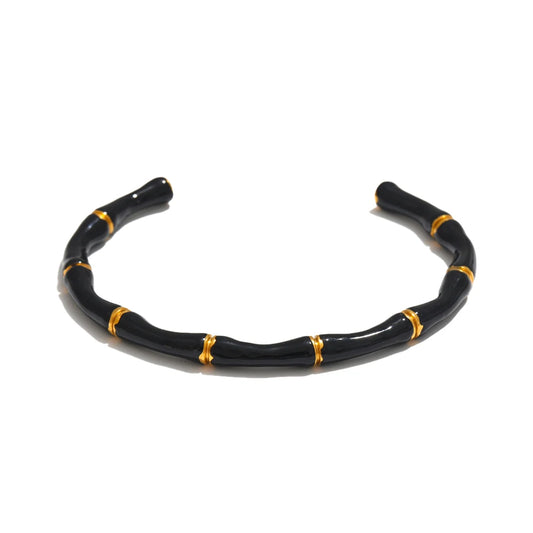 Colorful enamel bamboo cuff open women bracelet - product image