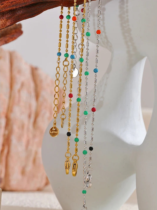 Colorful enamel beads lobster clasp women chain bracelet - product image