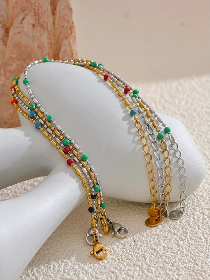 Colorful enamel beads lobster clasp women chain bracelet - product image