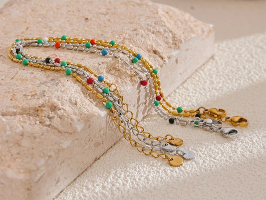 Colorful enamel beads lobster clasp women chain bracelet - product image