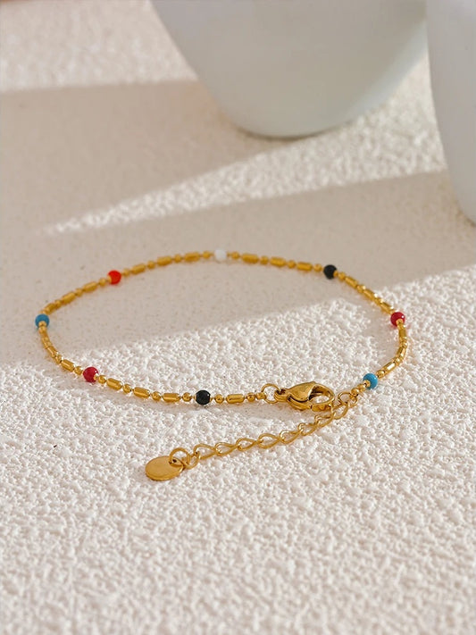 Colorful enamel beads lobster clasp women chain bracelet - product image