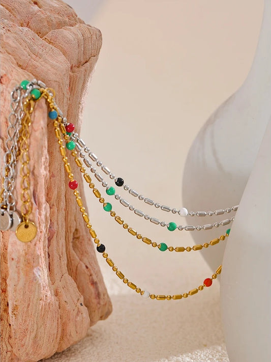 Colorful enamel beads lobster clasp women chain bracelet - product image