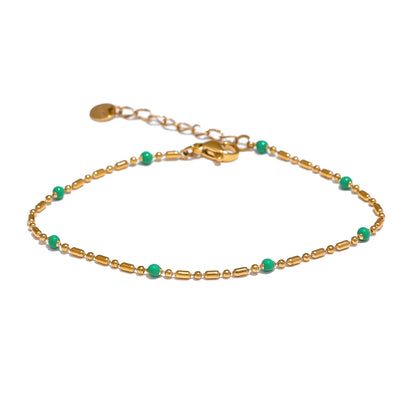 Colorful enamel beads lobster clasp women chain bracelet - product image