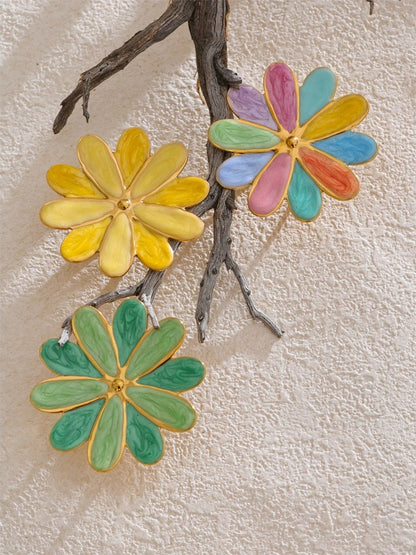 Colorful enamel flower y2k adjustable ring - product image