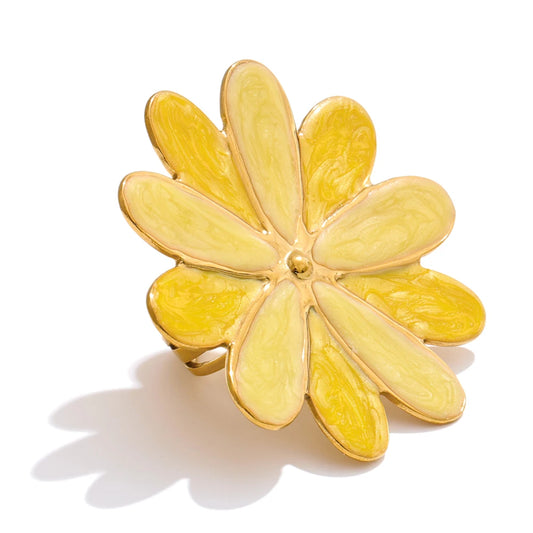 Colorful enamel flower y2k adjustable ring - product image