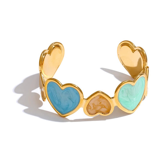 Colorful enamel heart love cuff women bracelet - product image