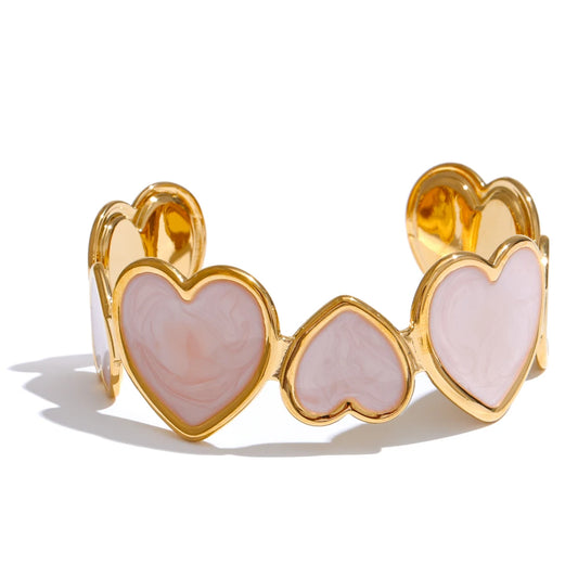 Colorful enamel heart love cuff women bracelet - product image