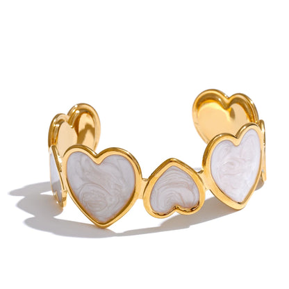 Colorful enamel heart love cuff women bracelet - product image