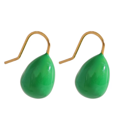 Colorful enamel orange green hoop earrings - product image