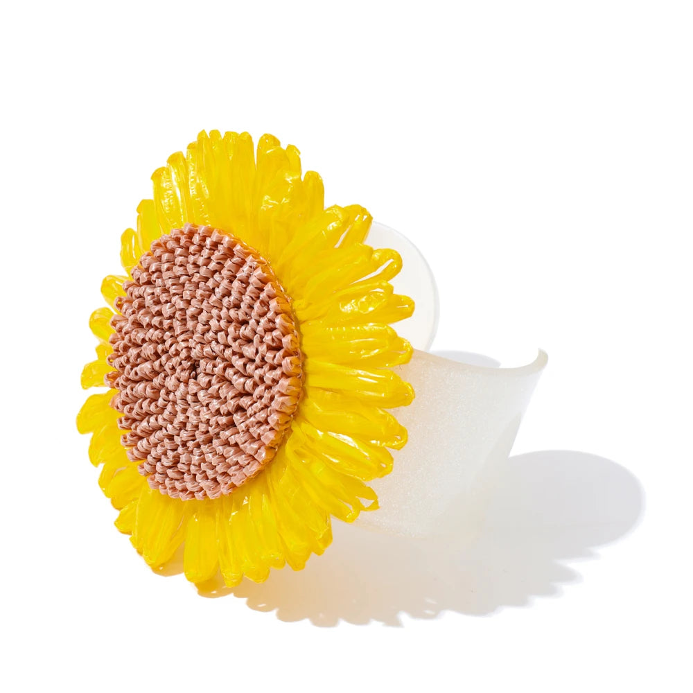 Colorful lafite grass resin flower cuff bracelet - product image