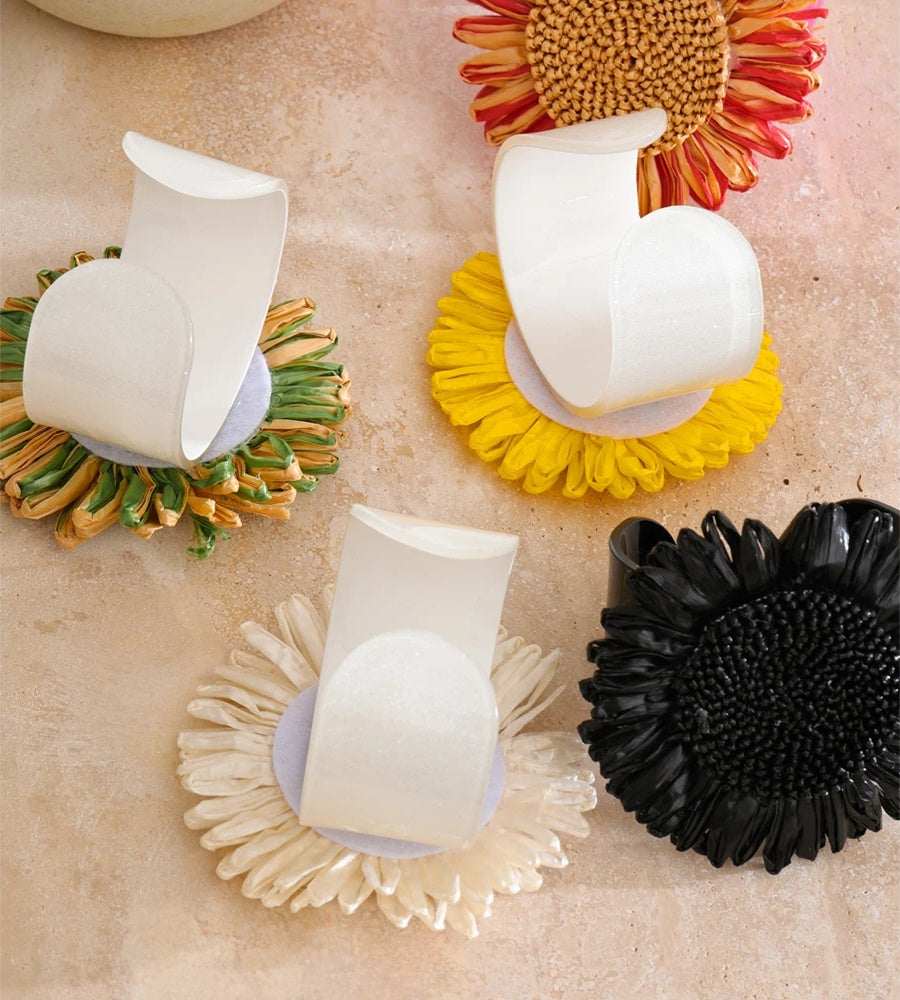 Colorful lafite grass resin flower cuff bracelet - product image