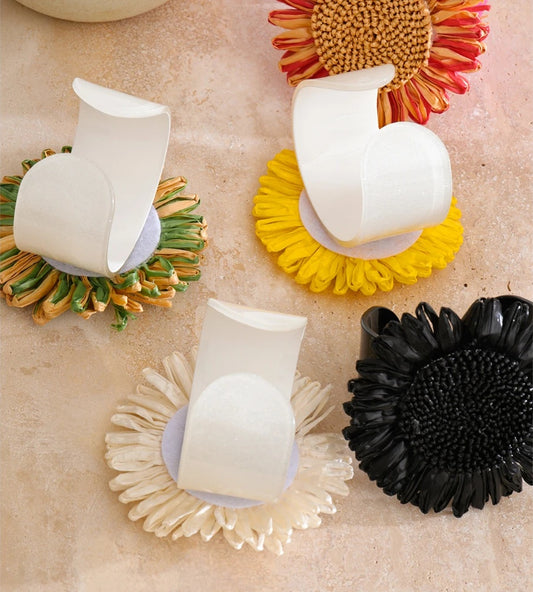 Colorful lafite grass resin flower cuff bracelet - product image