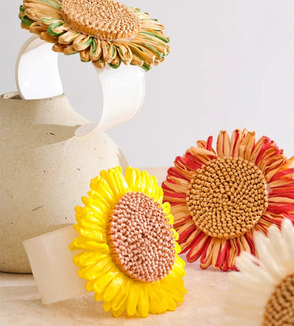 Colorful lafite grass resin flower cuff bracelet - product image