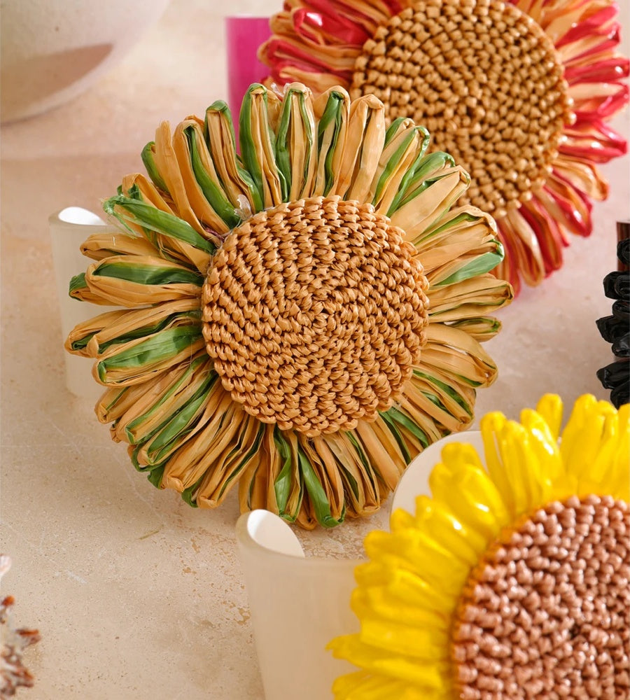Colorful lafite grass resin flower cuff bracelet - product image