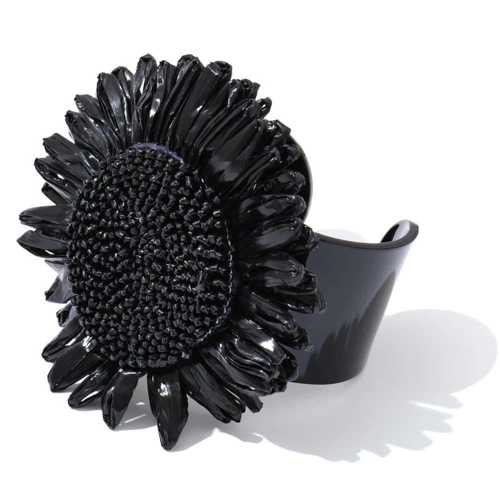 Colorful lafite grass resin flower cuff bracelet - product image