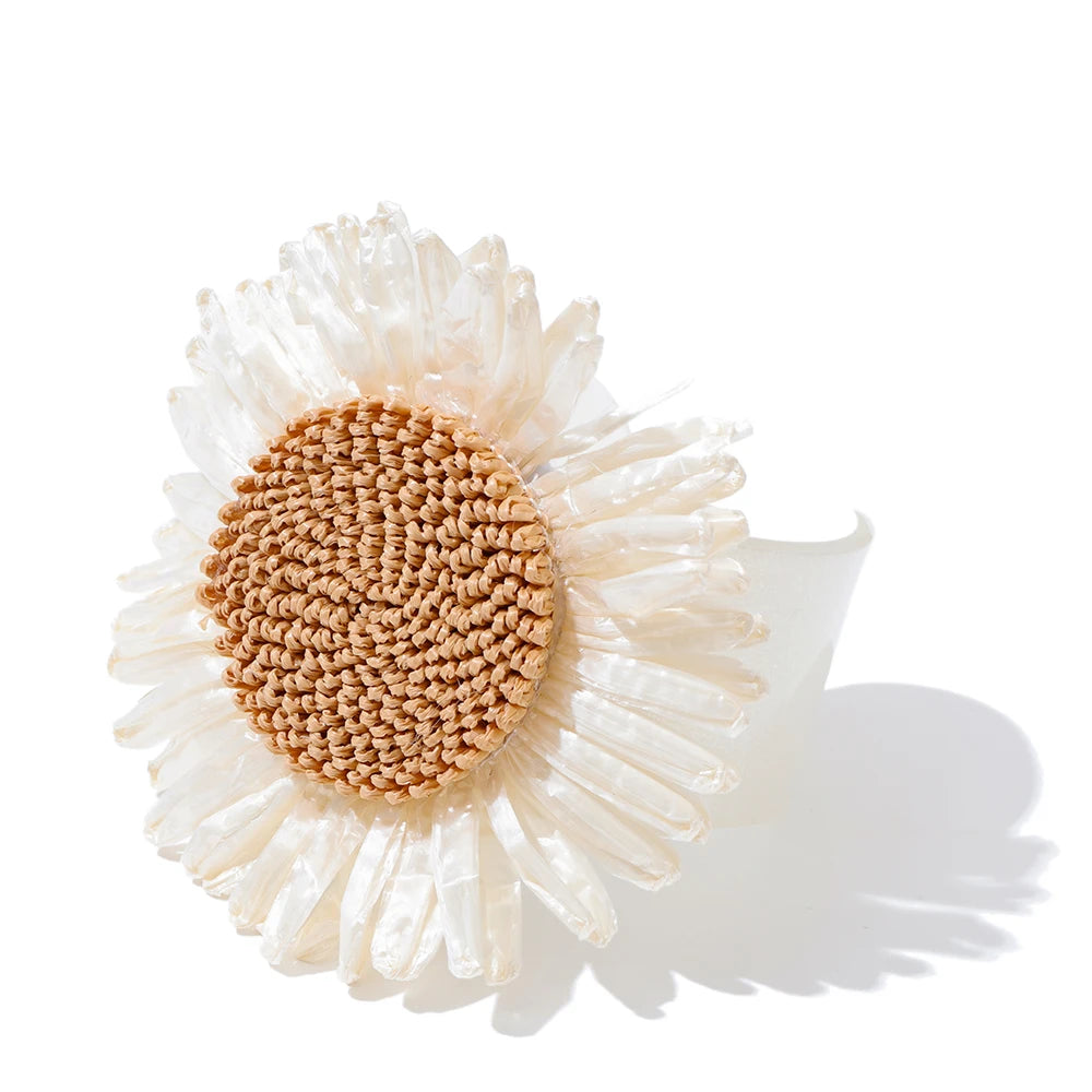 Colorful lafite grass resin flower cuff bracelet - product image