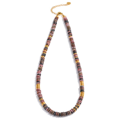 Colorful natural stone beads chain necklace - product image