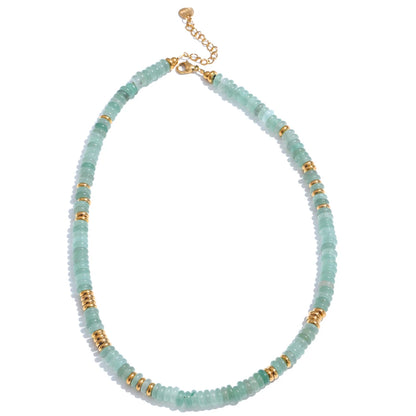 Colorful natural stone beads chain necklace - product image