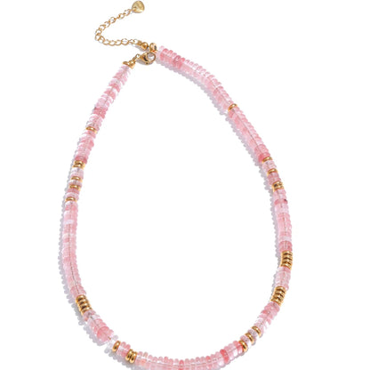 Colorful natural stone beads chain necklace - product image