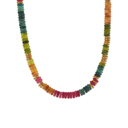 Colorful natural stone beads chain necklace - product image