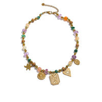 Colorful Natural Stone Eye Square Pendant Necklace