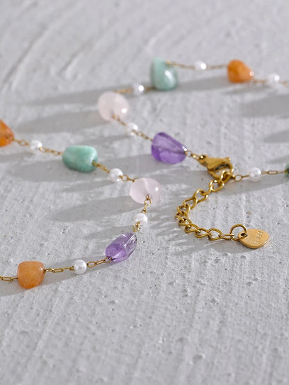 Colorful natural stone imitation pearls jewelry set - product image