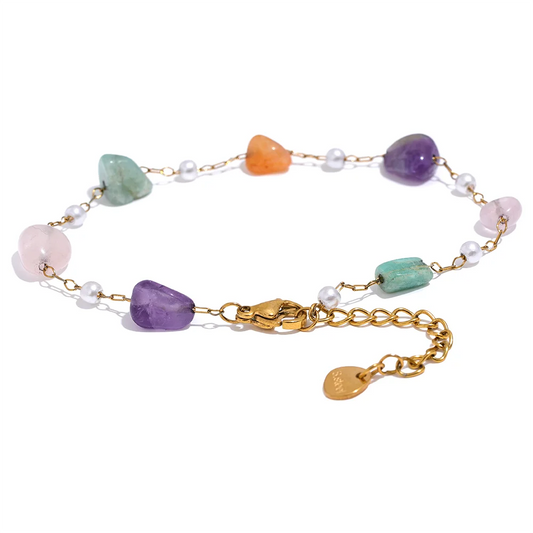 Colorful natural stone imitation pearls jewelry set - product image