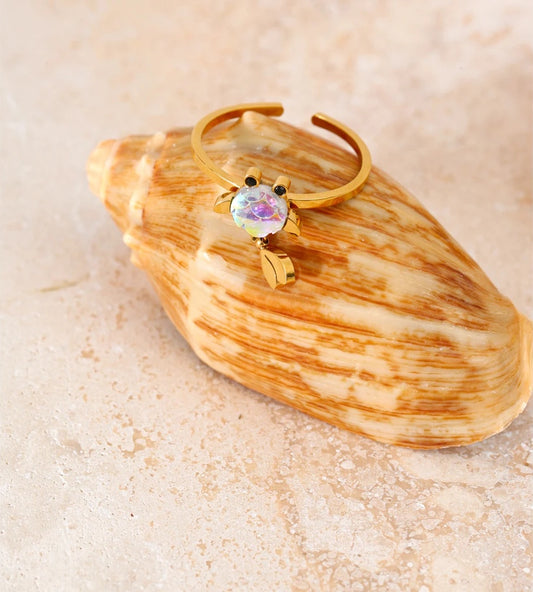 Colorful resin goldfish adjustable ring - product image