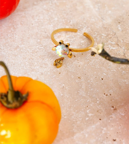 Colorful resin goldfish adjustable ring - product image